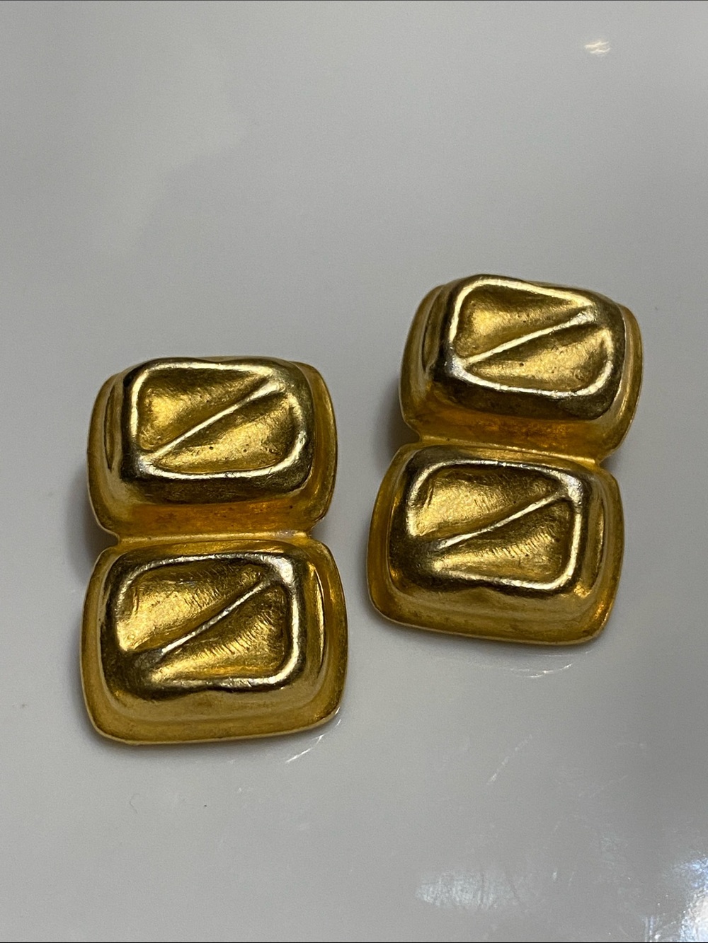 Dauplaise Matte Gold Rectangular Clip-On Earrings